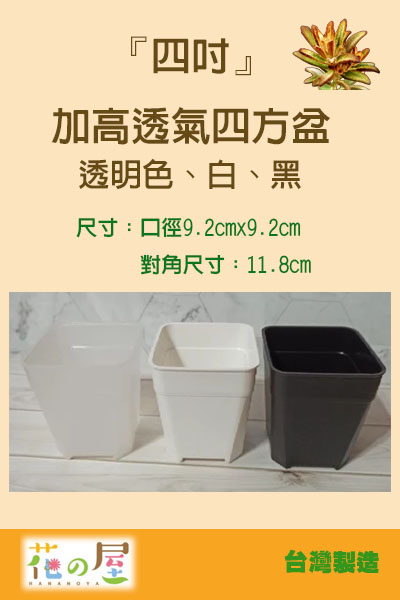 加高透氣四方盆「4吋